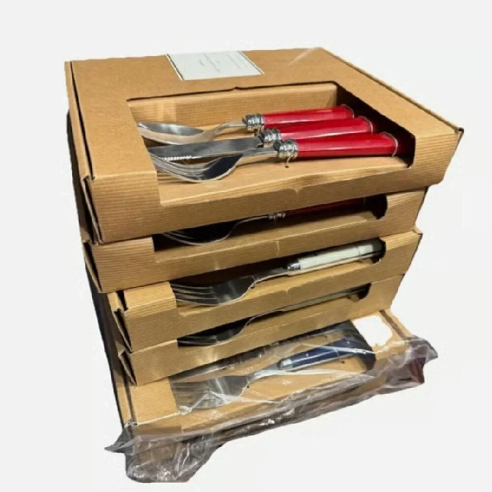NEW BLUE Pottery Barn Bistro Flatware 12PCS Silverware | Knife Fork Spoon Svc